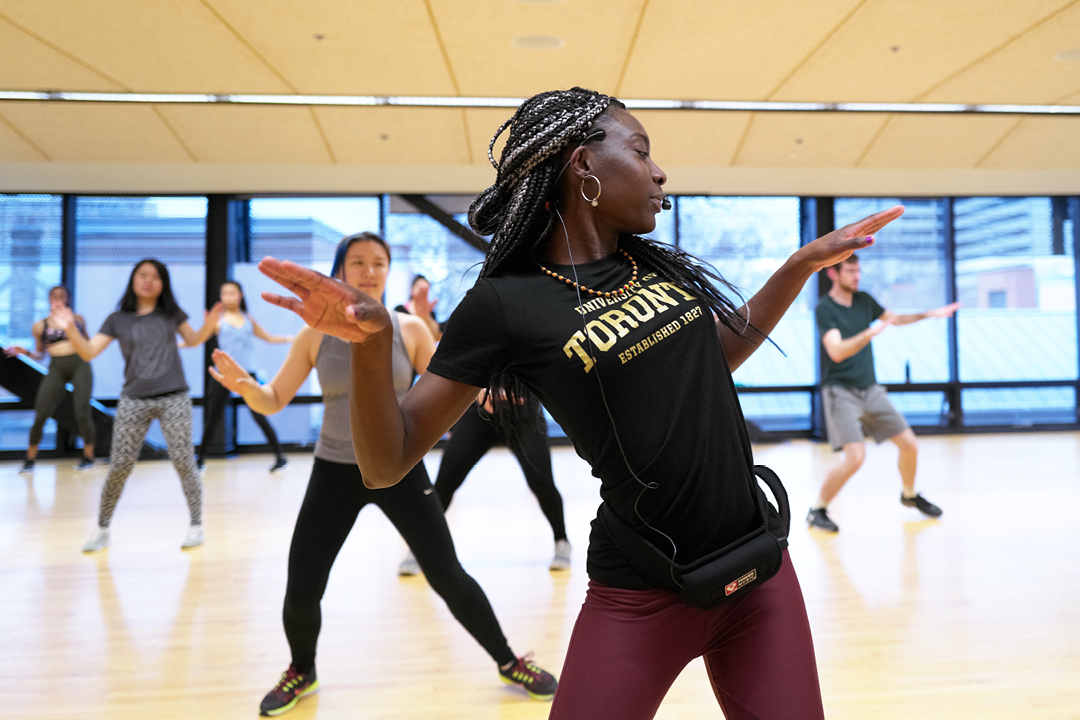 girl dancing in fitness class