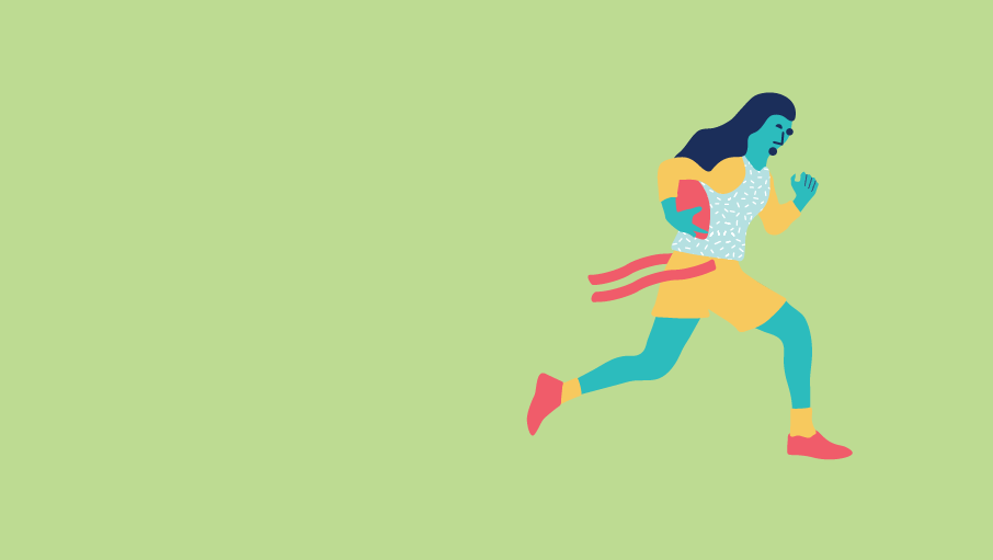 Illustration of female athlete playing flag football