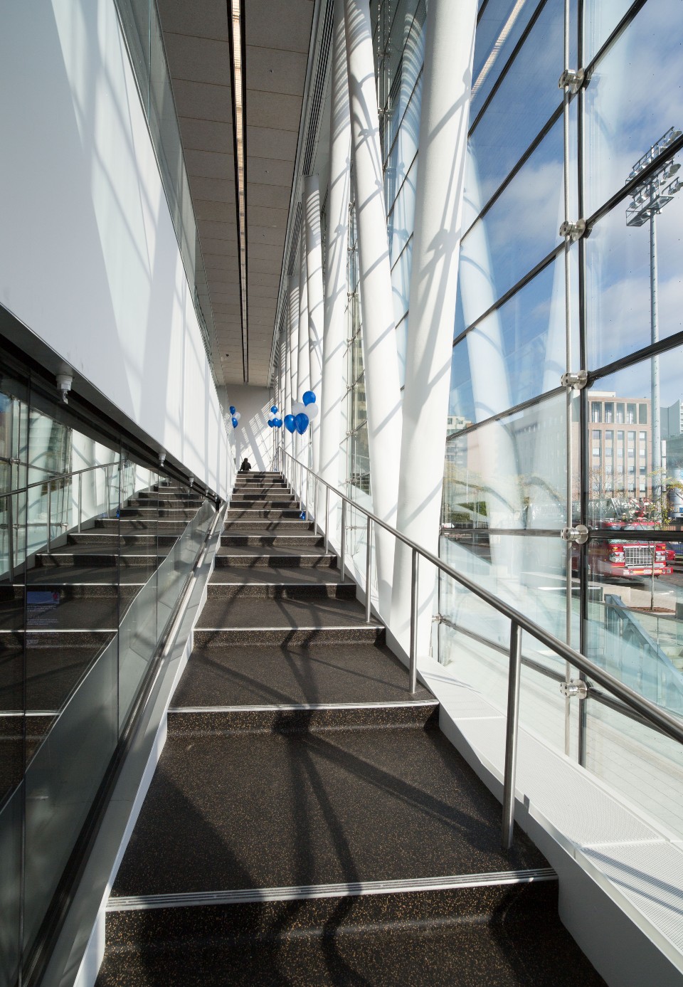 view of Goldring Centre glass staircase going up to SCC