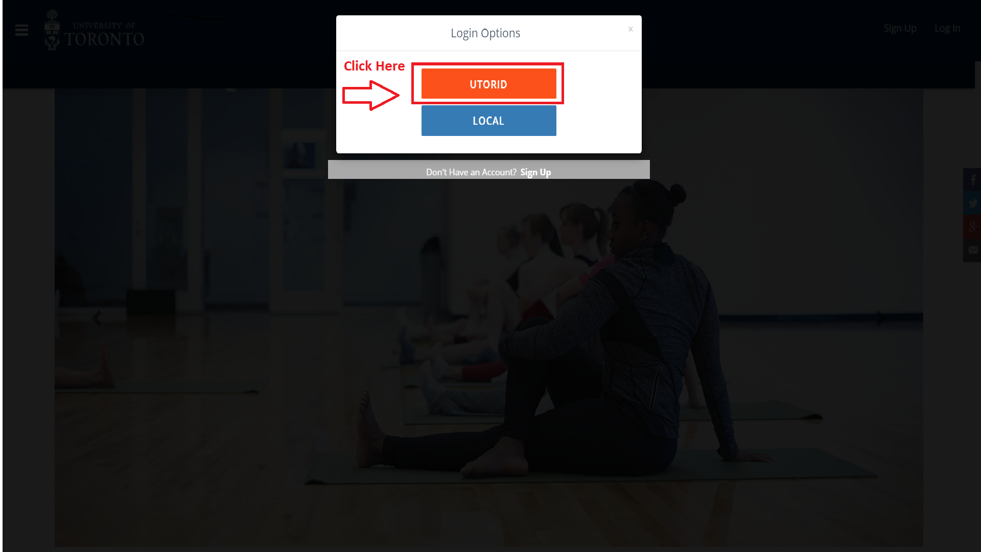 Click on 'UTORID' to log in