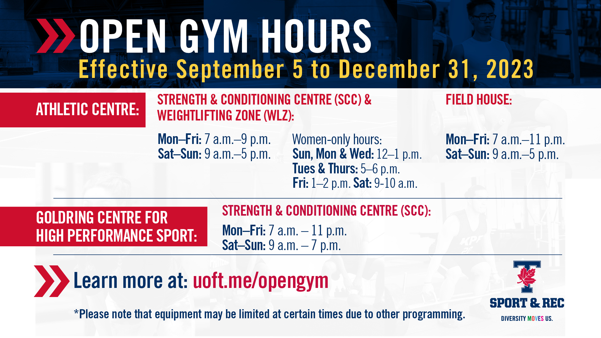 Open Gym fall schedule 2023