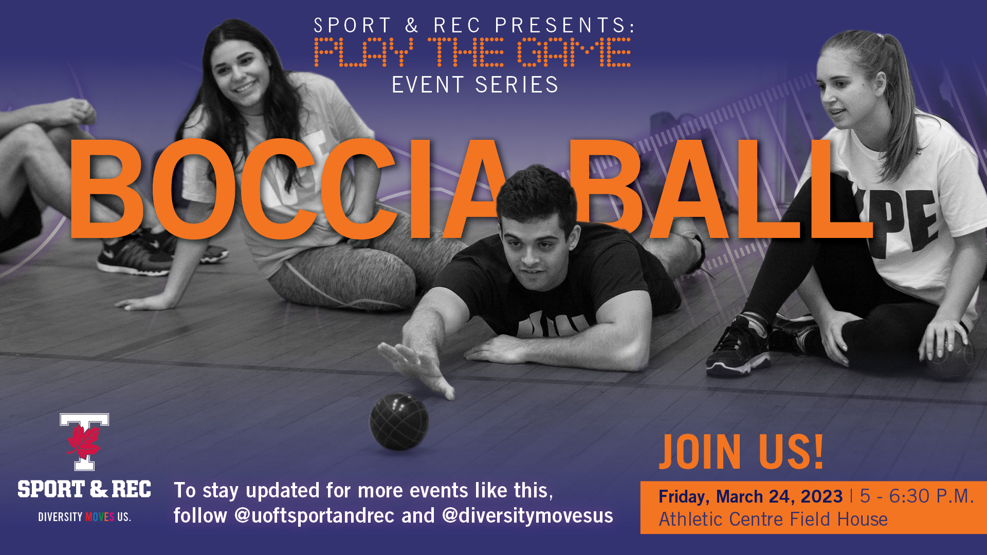 Image shows three students playing Boccia Ball