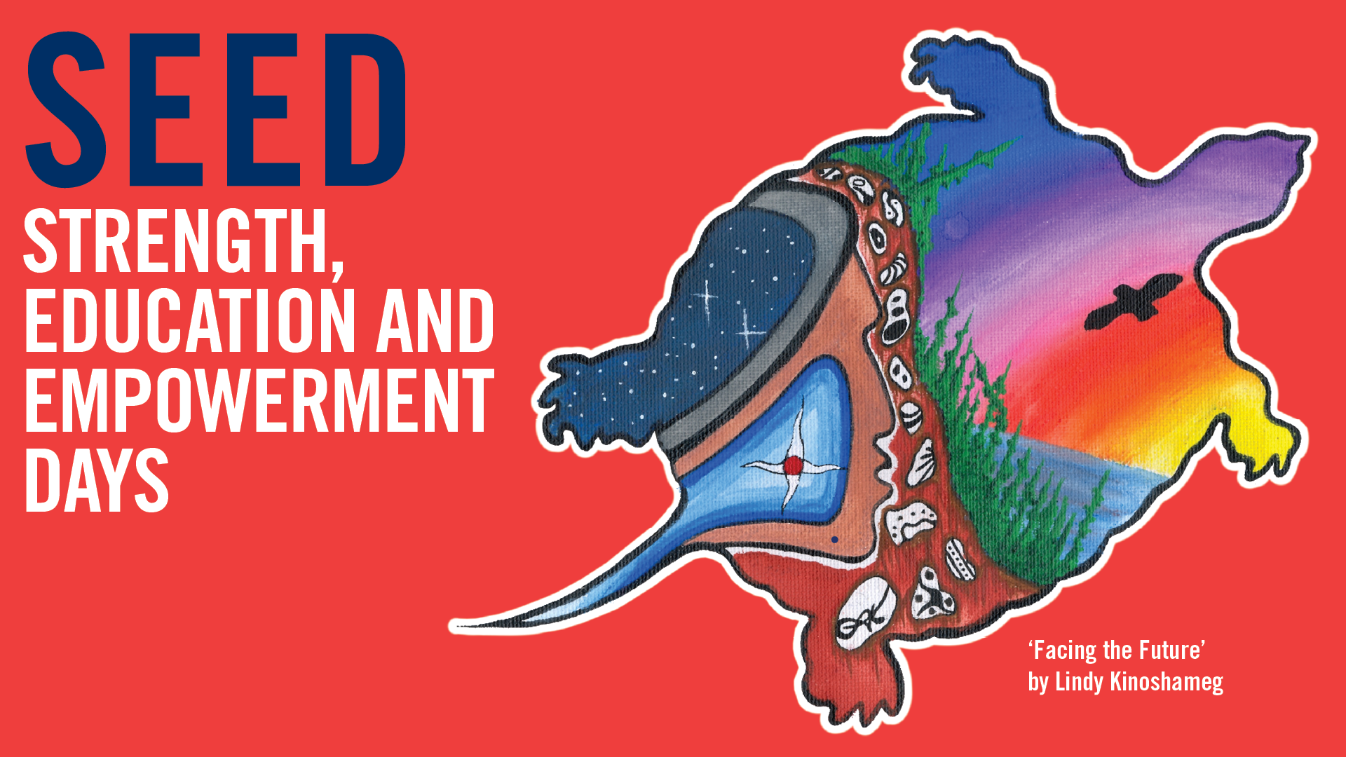 Turtle Art with Program Title on red - SEED, Strength Education and Empowerment Days