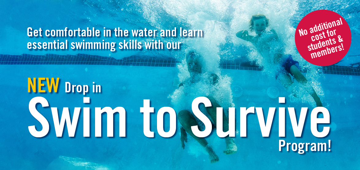 underwater photo of an adult and a child jumping into the water to promote new swim to survive program