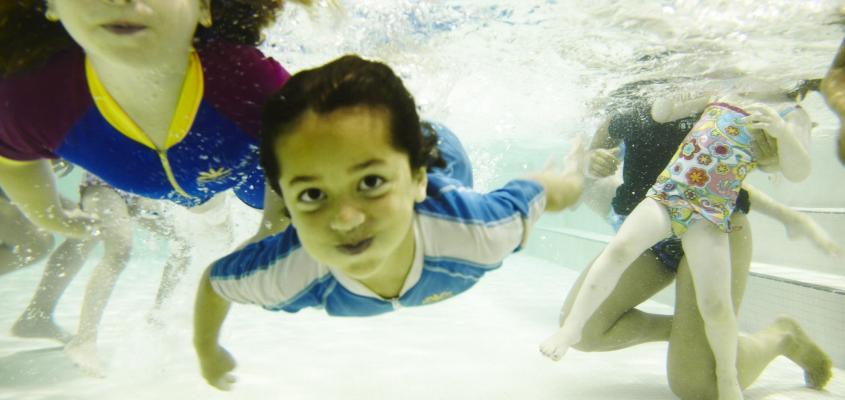 children swimming