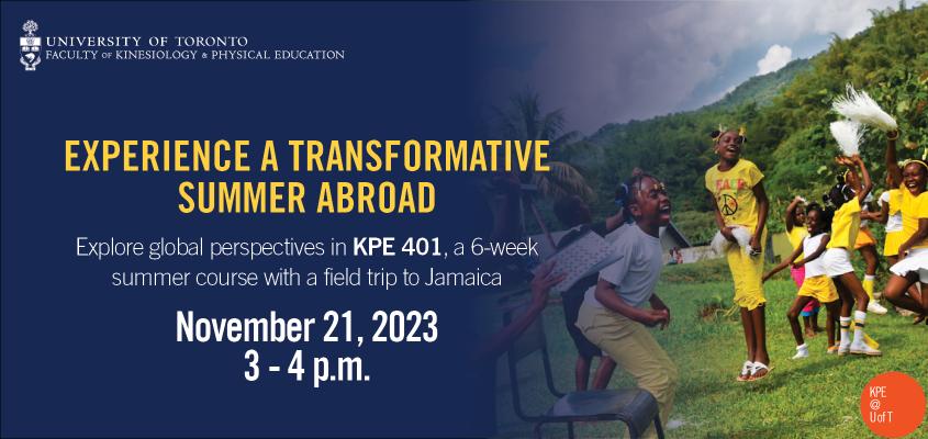 jamaican girls playing outdoors with text: 'experience a transformative summer abroad'