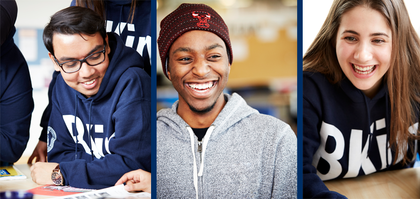 composite image of three students smiling