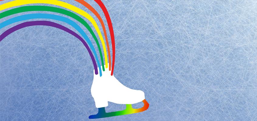 A Skate with Rainbows coming out of the top and a rainbow blade