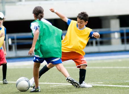 Kids playing soccer