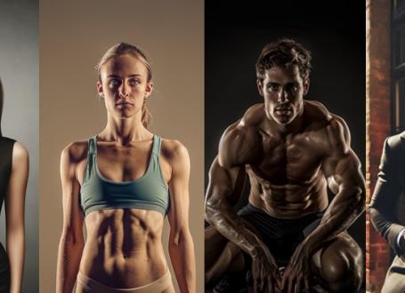 AI generated images of female and male bodies and female and male athletes